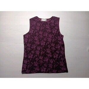 Vintage Frazier Lawrence Medium Floral Stretch Sleeveless Top Blouse Made In USA